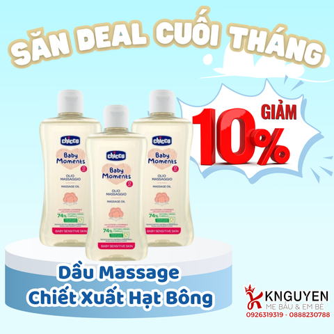  Dầu Massage Chiết Xuất Hạt Bông Chicco (0M+) 