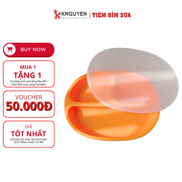 Khay ăn dặm 3 ngăn có nắp silicone pumpkin tray Bar - Rot 