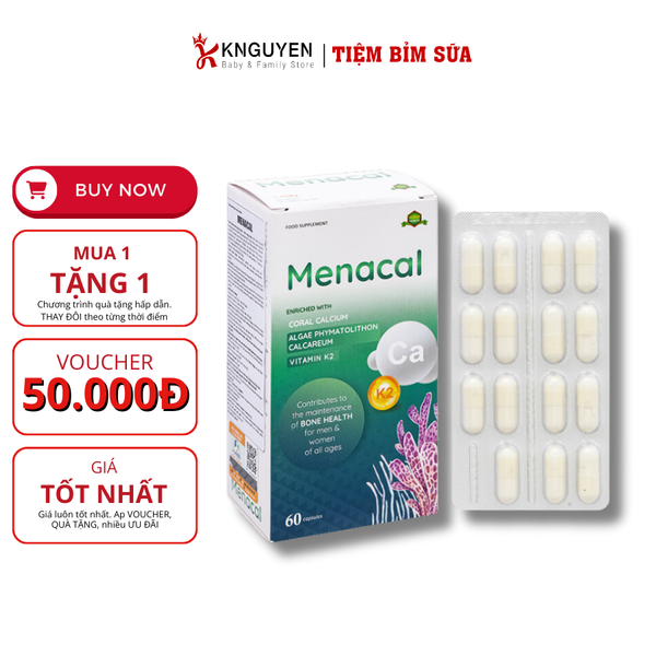  Menacal – Bổ sung canxi và vitamin D3K2 60 viên 