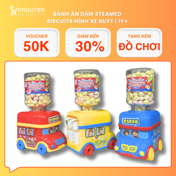  Bánh Ăn Dặm Steamed Buns Biscuits 50g (Hình Bình Đựng Nước Xe Nhỏ) 