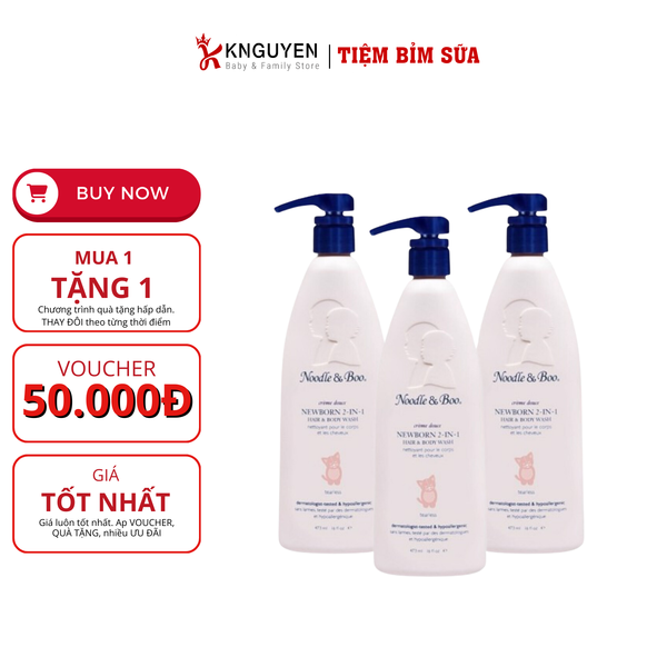  Dầu Gội Sữa Tắm 2 Trong 1 Noodle & Boo - Hương Phấn 