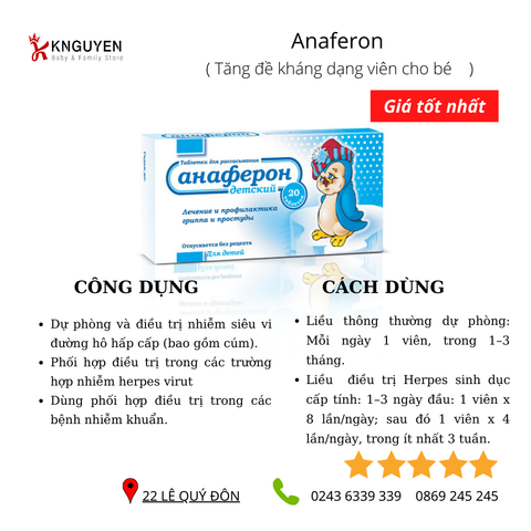  Viên tăng đề kháng Anaferon 20 viên 