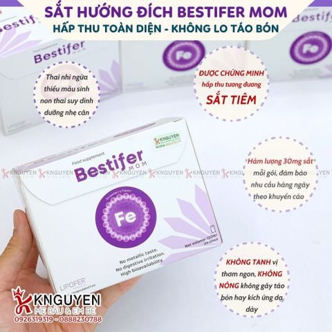  Sắt nước hướng đích Bestifer Mom cho mẹ bầu và sau sinh, hộp 24 gói 