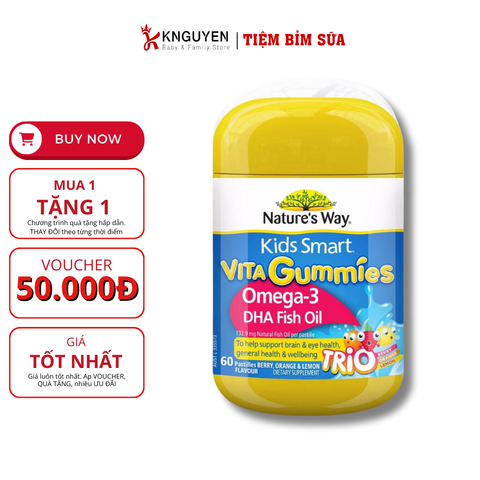  Vita Gummies Omega-3 DHA Fish Oil Trio Nature's Way 