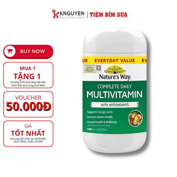  Nature's Way Complete Daily Multivitamin - Bổ sung Vitamin và khoáng chất (100viên) 