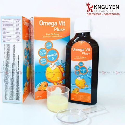  Dầu cá Siro Omega Vit Plus+ tăng cường đề kháng, tốt cho não bộ và mắt chai 100ml 