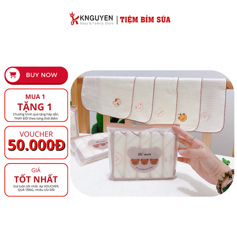  Set 5 khăn sữa sợi tre Himom 