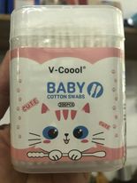  Bông Tăm Sơ Sinh Đa Năng Vcoool Lõi giấy cao cấp 200 chiếc 