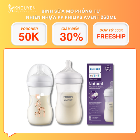  Bình Sữa Mô Phỏng Tự Nhiên (Mẫu Mới) Nhựa PP Philips Avent  - Bình 260ml 