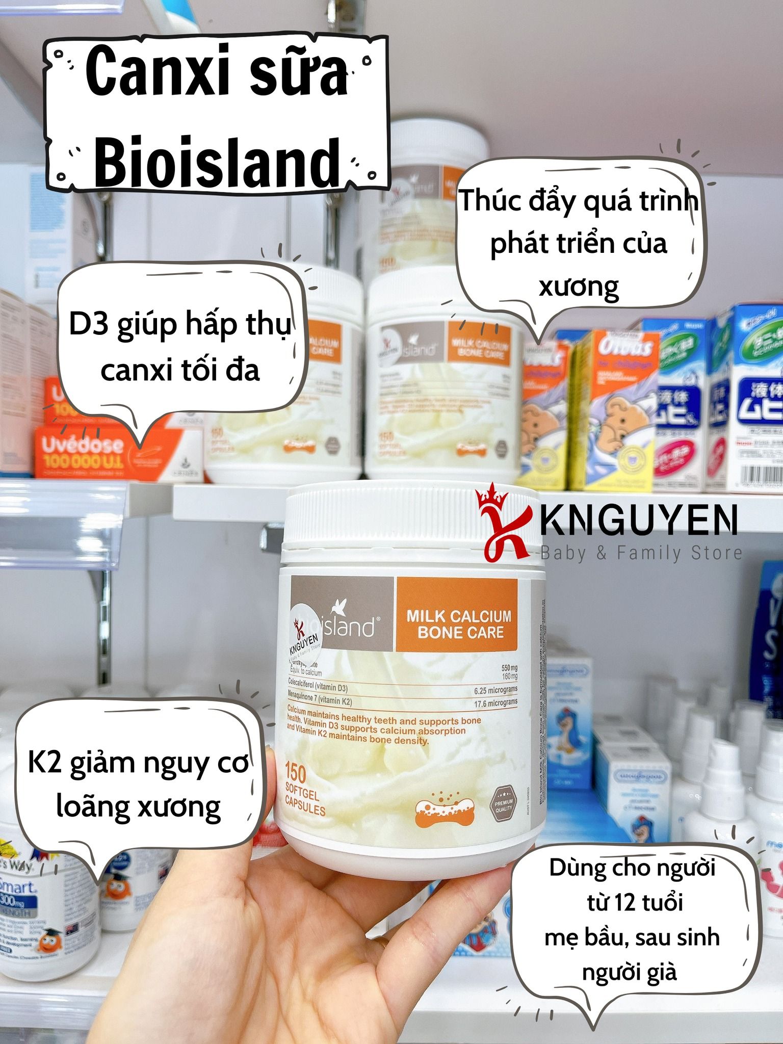 Viên Milk Calcium Bone Care Bioisland 150 viên Úc knguyenstore