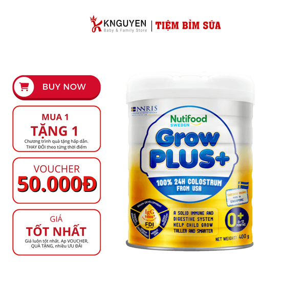  Sữa GrowPLUS + Sữa non Vàng 400g (0-12 tháng) 