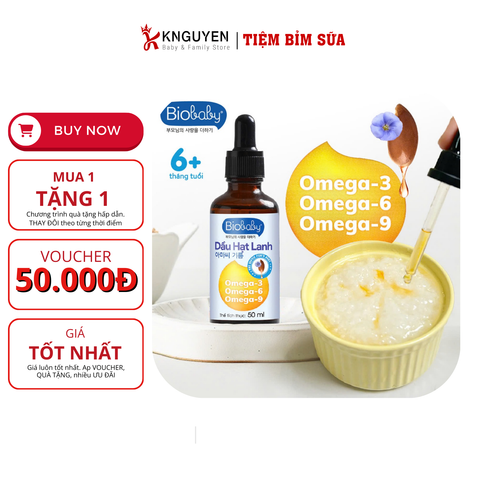  Dầu ăn dặm BioBaby 100% nguyên chất từ thiên nhiên cho bé từ 6M+ (50ml) 