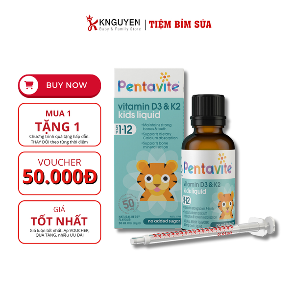  Vitamin D3 & K2 Pentavite Dạng Lỏng 30ml (6 THÁNG tuổi+) 
