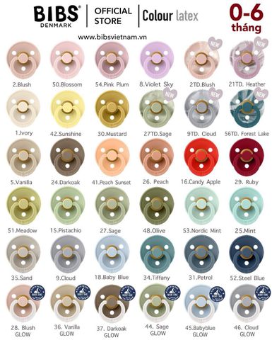  Ti giả cao cấp BIBS Colour Pacifier Natural Rubber (Cao Su Tự Nhiên) Đan Mạch cho bé (kèm nắp trứng) 