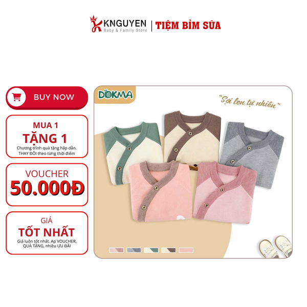  Áo len cài lệch dài tay Dokma 