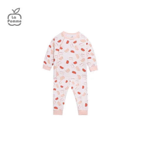  Bộ Dài Tay La Pomme Cúc Lệch Watermelon - Trắng Hồng 