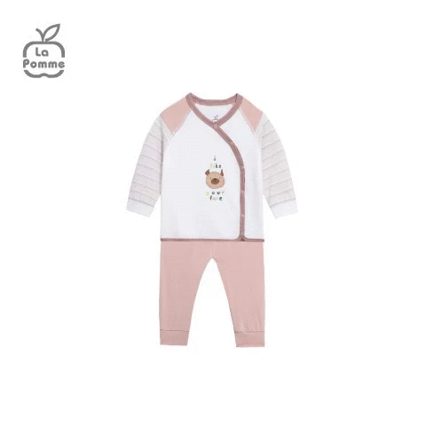  Bộ Dài Tay La Pomme Cúc Lệch - Kẻ Nâu 