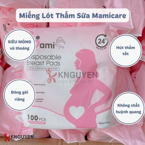  Miếng Lót Thấm Sữa Mamicare ( Túi 100 miếng ) 