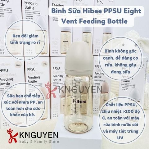 Bình Sữa Hibee PPSU Eight Vent Feeding Bottle 