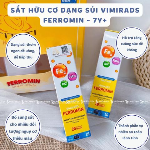  Sắt Sủi Vimirads Ferromin - 20 viên 