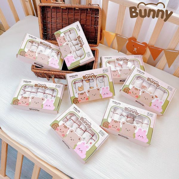  Set 6 Khăn Sữa Bunny Chất Liệu Muslin (30*30cm) 