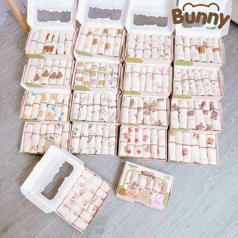  Set 6 Khăn Sữa Bunny Chất Liệu Muslin (30*30cm) 