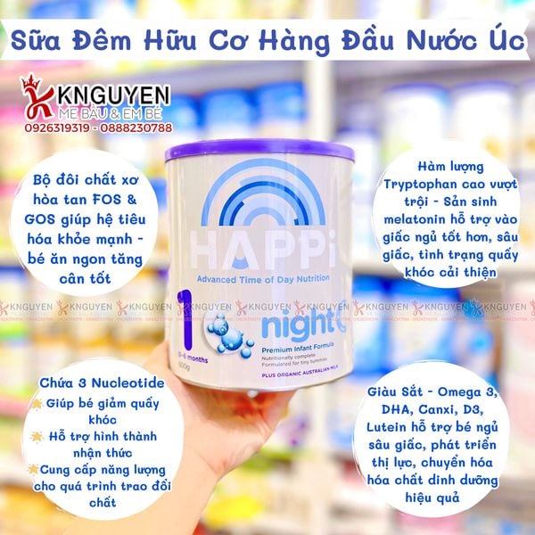  Sữa Happi  ban đêm Night Infant Formula 600g (Úc) 