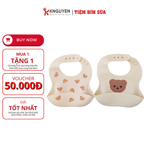  Yếm ăn dặm silicon hình gấu 