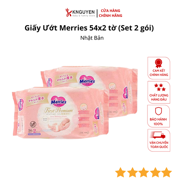  Giấy Ướt Merries 54x2 tờ (Set 2 gói) 