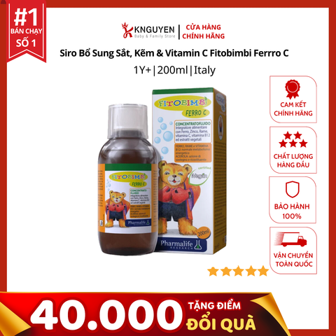  Siro Bổ Sung Sắt, Kẽm & Vitamin C Fitobimbi Ferrro C 200ml 