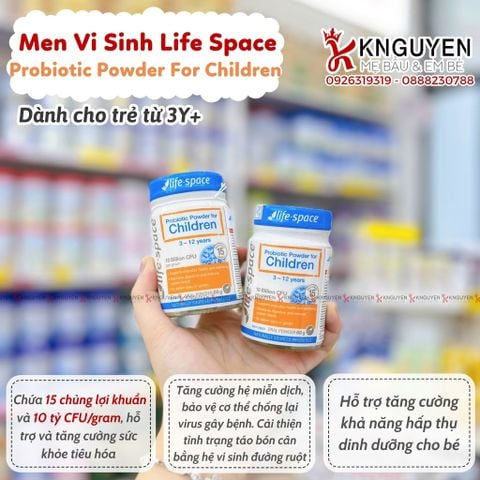  Men vi sinh cho bé Probiotic Powder for Children Life Space 60g (3-12Y) 