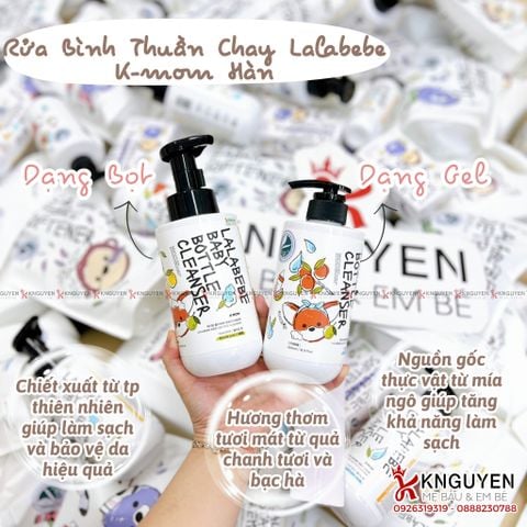  Nước rửa bình thuần chay Lalabebe K-mom Hàn Quốc tạo bọt 