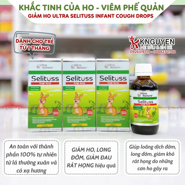  Hỗ trợ giảm ho Ultra Nature Selituss Infant Cough Drops - 100ml 