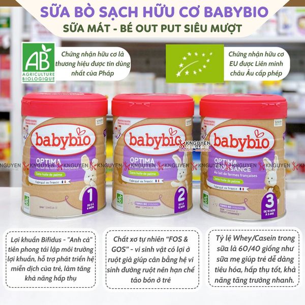  Sữa Bò Hữu Cơ Babybio Optima Bổ Sung Lợi Khuẩn 800g 