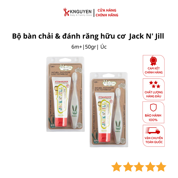  Bộ bàn chải & đánh răng hữu cơ cho trẻ em Jack N' Jill 50gr - Từ 6m+ 