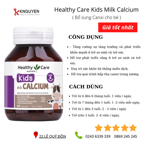  Canxi Sữa Healthy Care 60 viên 