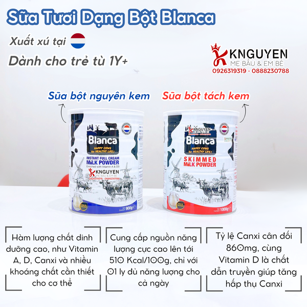  Sữa Tươi Dạng Bột Nguyên Kem Và Tách Kem Blanca 