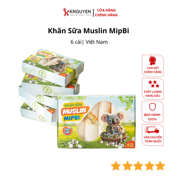  Khăn Sữa Muslin MipBi 6 Cái 