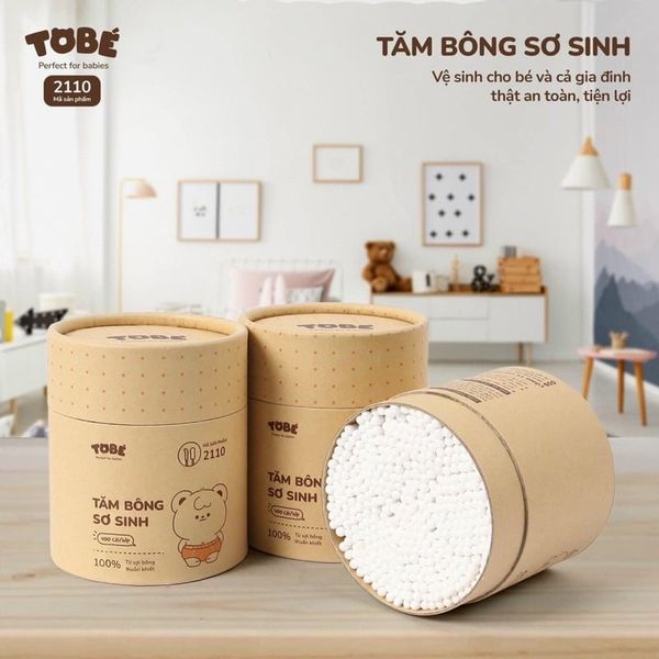  Tăm Bông Sơ Sinh ToBé (400 que/1 hộp) 