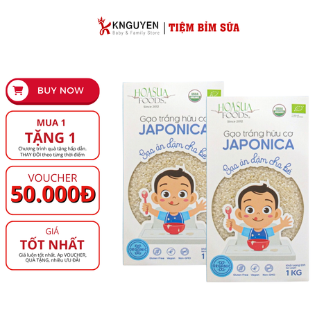  Gạo trắng hữu cơ Japonica Hoa Sữa 1kg (Gạo ăn dặm cho bé) 