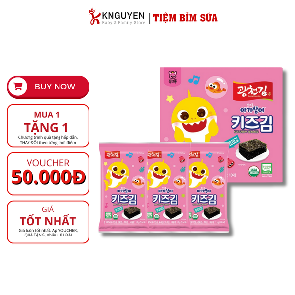  Rong Biển Ăn Liền Hữu Cơ Pink Fong Tách Muối (10gói x 1.5g) 
