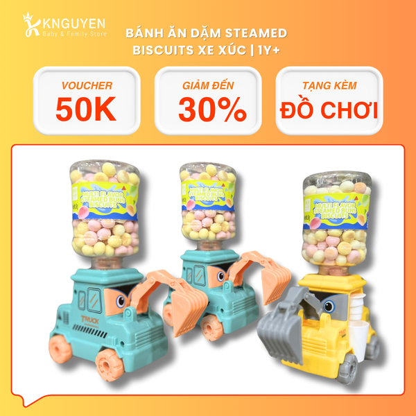  Bánh Ăn Dặm Steamed Buns Biscuits 50g (Hình Máy Xúc & Phân Phối Nước) 