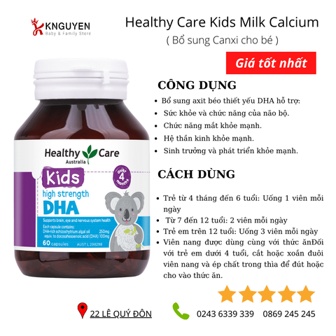  DHA cho bé Healthy Care 60 viên 