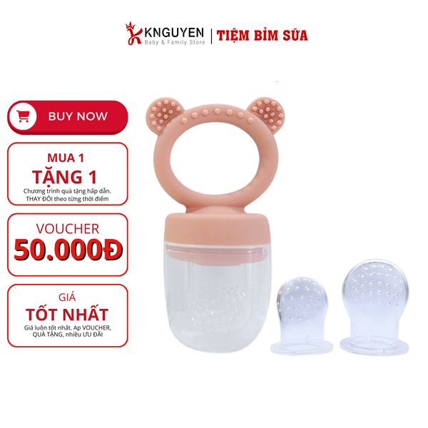  Túi nhai ăn dặm chống hóc Barrot hình gấu kiêm gặm nướu cho bé 3m+ Bar Rot 