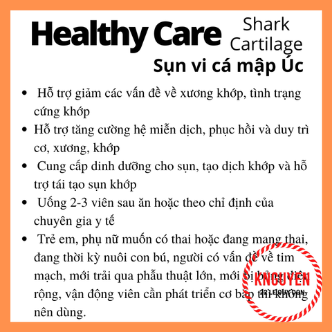  Sụn vi cá mập 750mg Healthy Care 