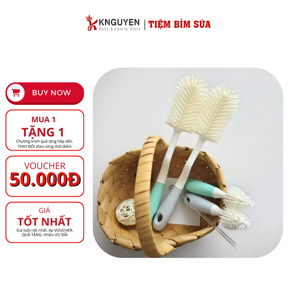  Bộ cọ rửa bình silicon Smart tree Hàn quốc 