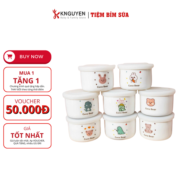  Hũ sứ ăn dặm cho bé Cocobear có vạch chia ml 