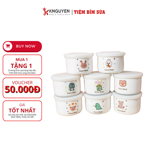  Hũ sứ ăn dặm cho bé Cocobear có vạch chia ml 