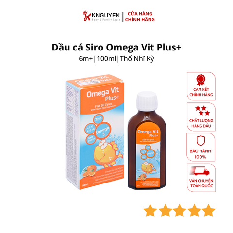  Dầu cá Siro Omega Vit Plus+ tăng cường đề kháng, tốt cho não bộ và mắt chai 100ml 