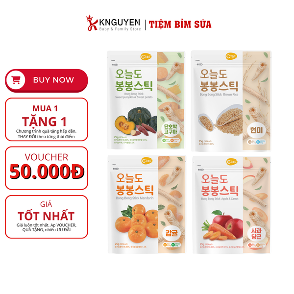  Bánh gạo que hữu cơ nội địa Hàn Bong Bong 25g cho bé (6M+) 
